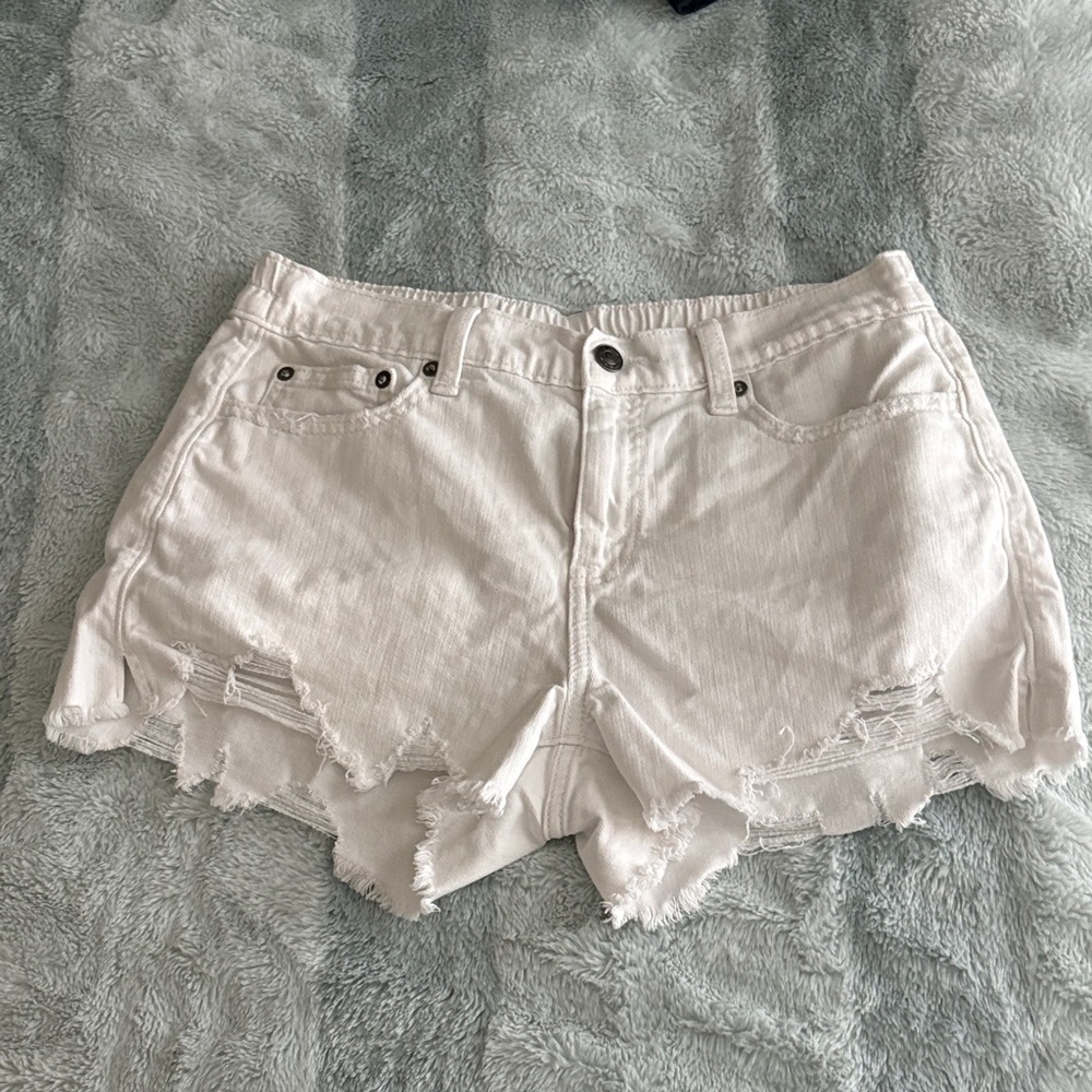 Aerie Light Gray Distressed Jean Shorts